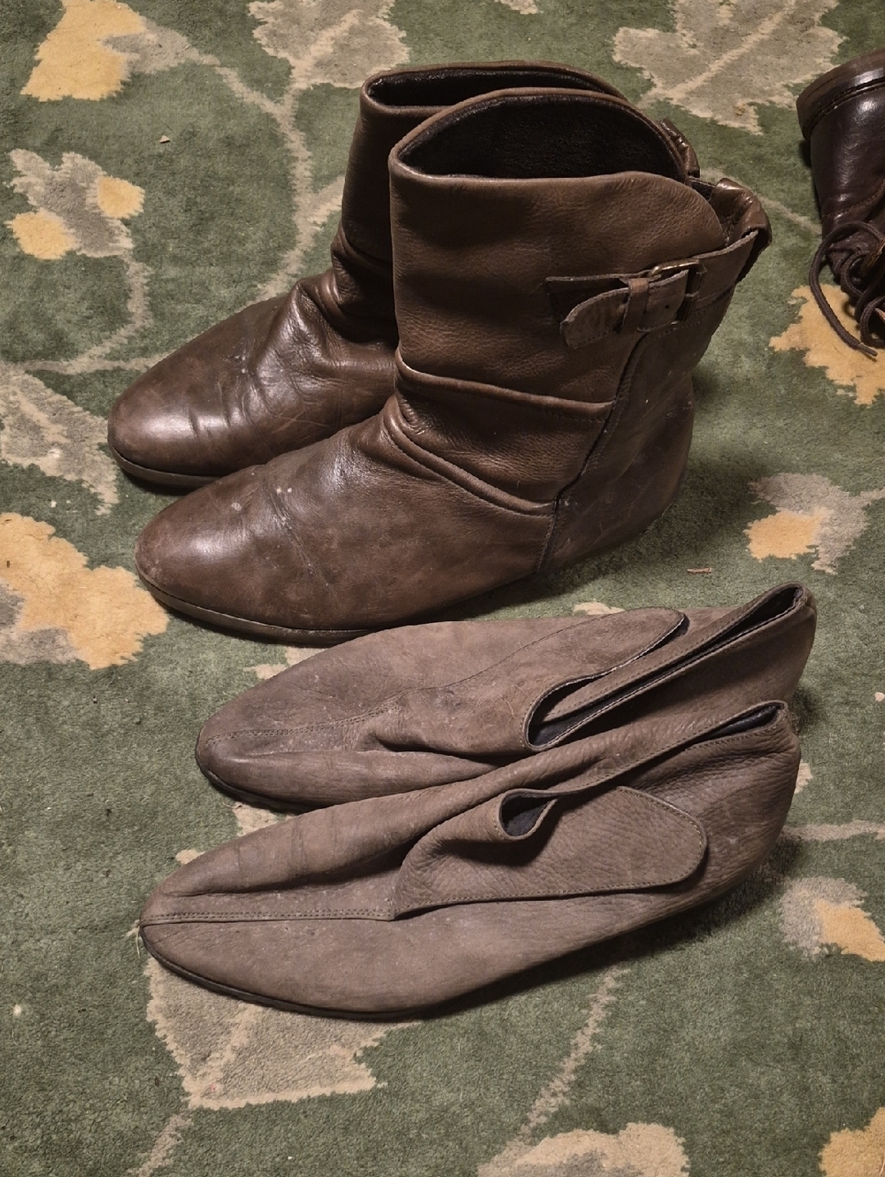 Kenneth Cole Brown Leather Ankle Boots with Buckle Detail